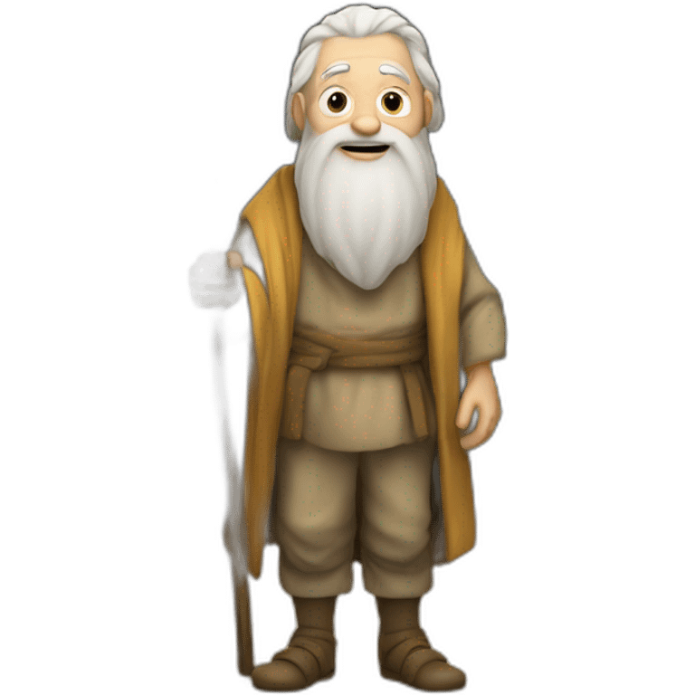  a wise old man standing in front of the cave emoji