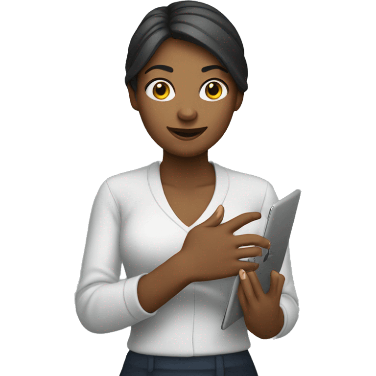 woman with pinched fingers and laptop emoji