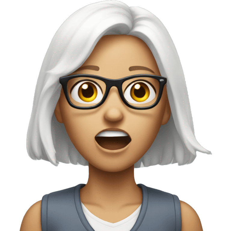 white read headed girl shouting wearing glasses emoji