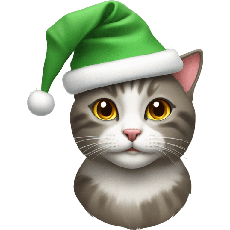 Cat wearing a Christmas hat emoji