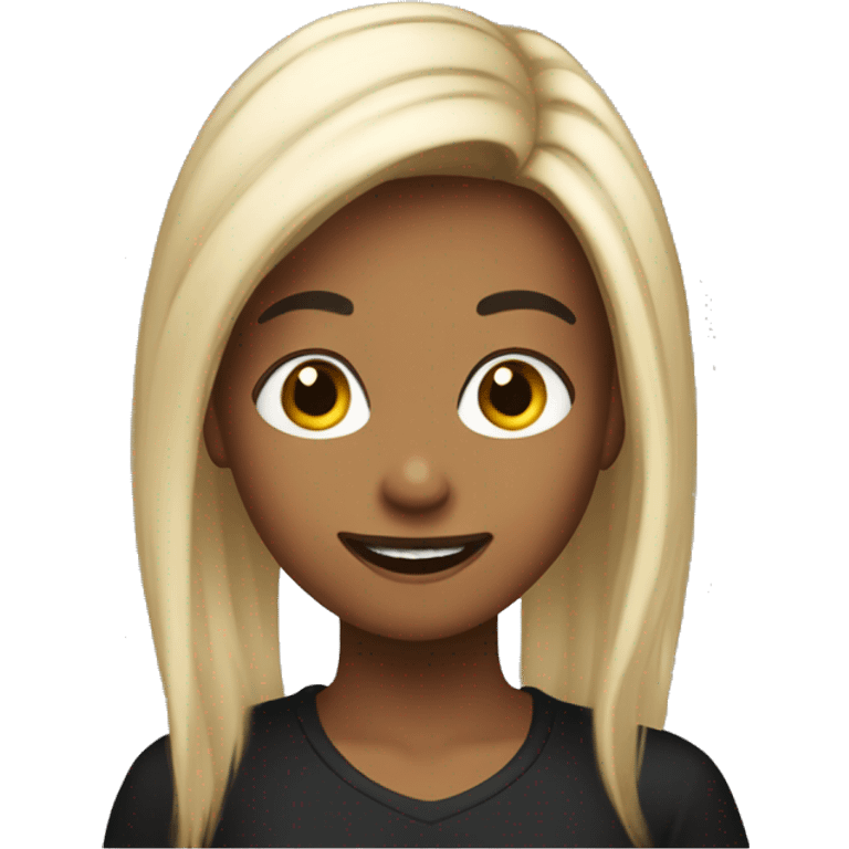 A girl of 18 years old with her hair coloured in black extremely happy emoji