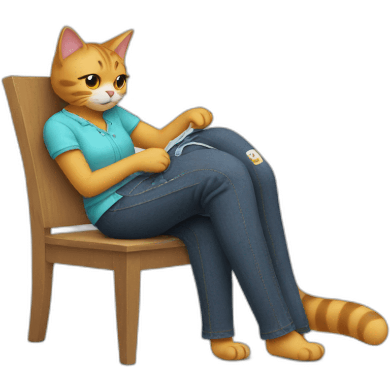 cat sewing pants emoji