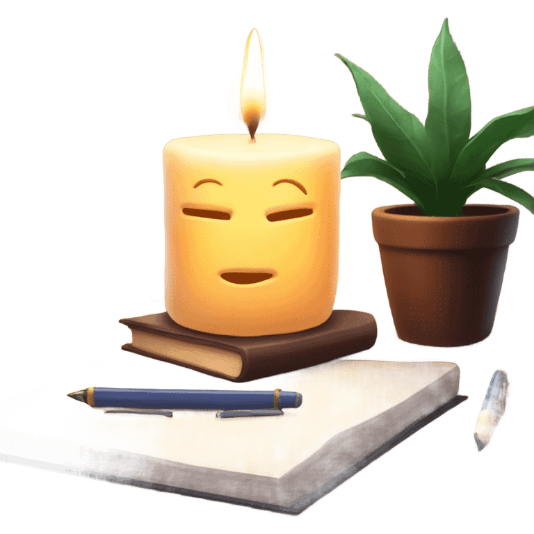 Cozy candle on top of a study desk emoji