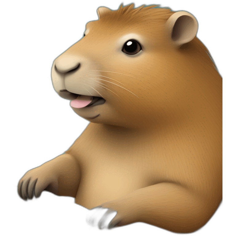 Capybara watching netflix on computer emoji