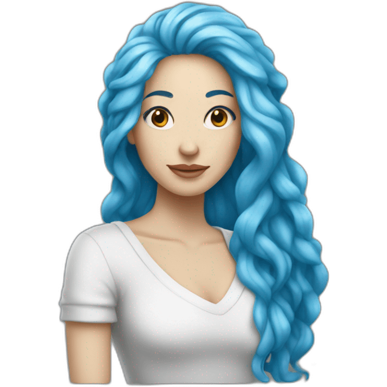 woman with long blue hair and white skin emoji