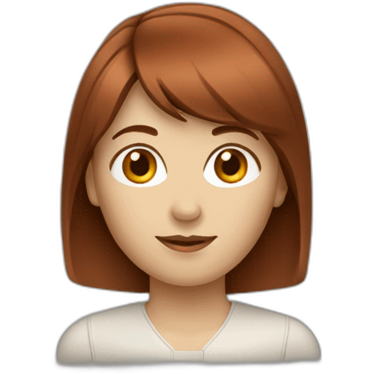 Red brown hair women with bang who worked in marketing industry emoji