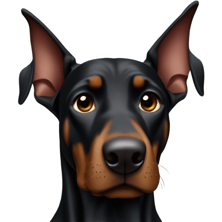 Black Doberman one ear cropped up one ear floppy not cropped emoji