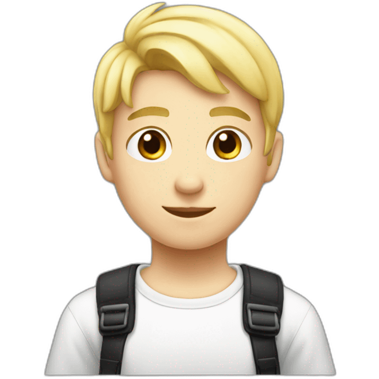 blond boy - cap black - hair short - shirt black emoji