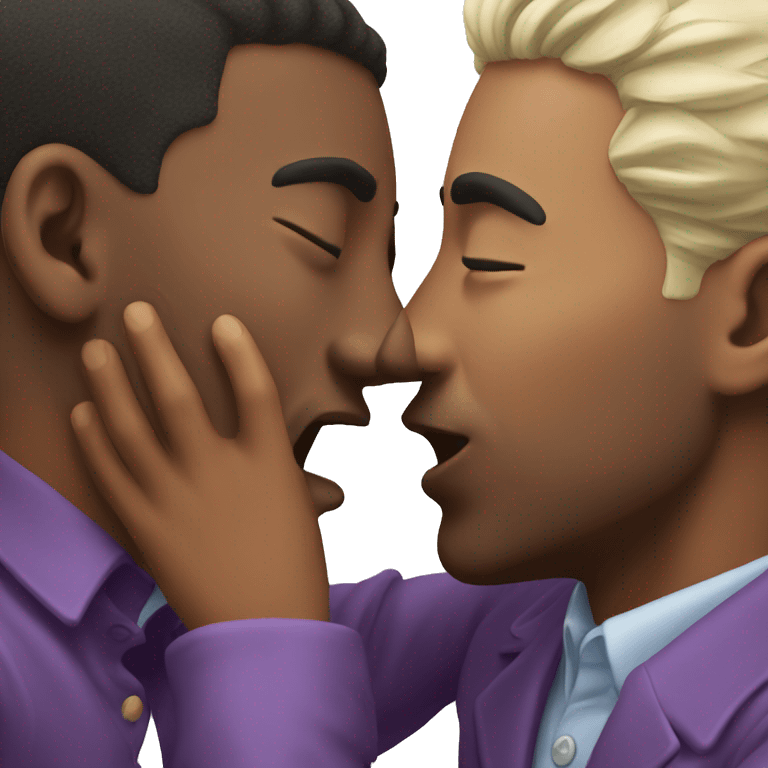 Two gay mean passionate kissing  emoji