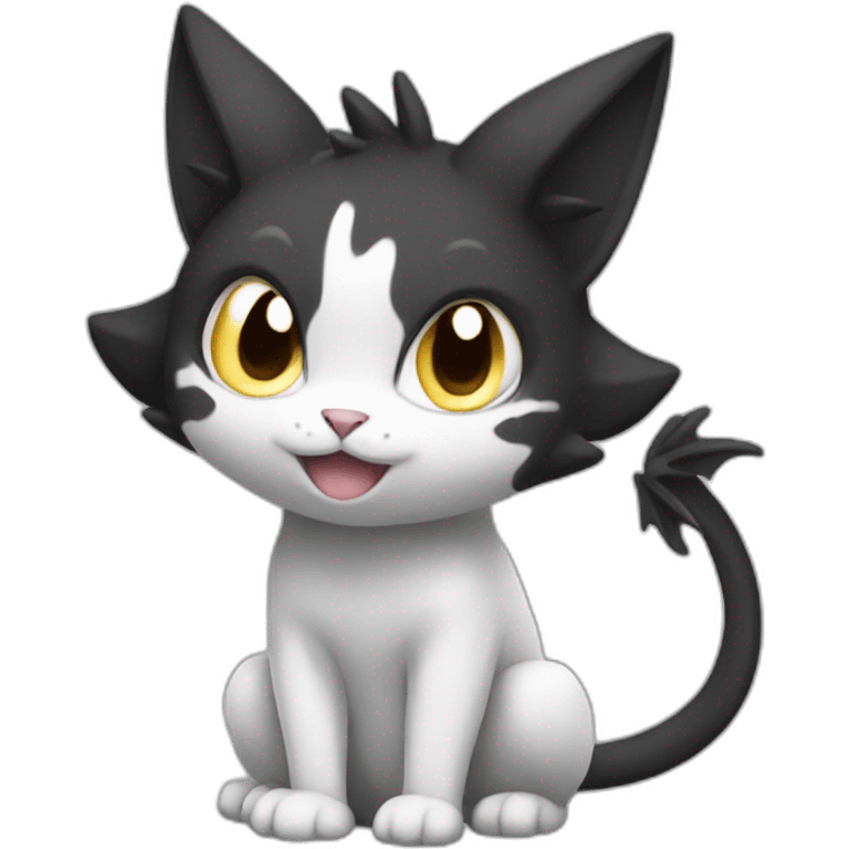 Sitting-Black-and-White-cat-dragon-type-pokemon emoji