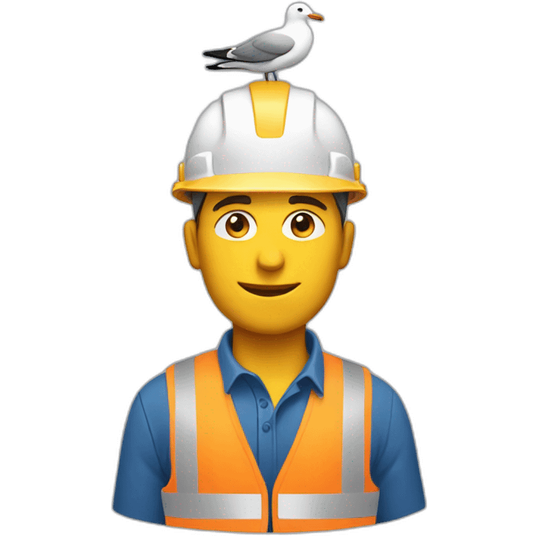 construction worker with seagull on head emoji