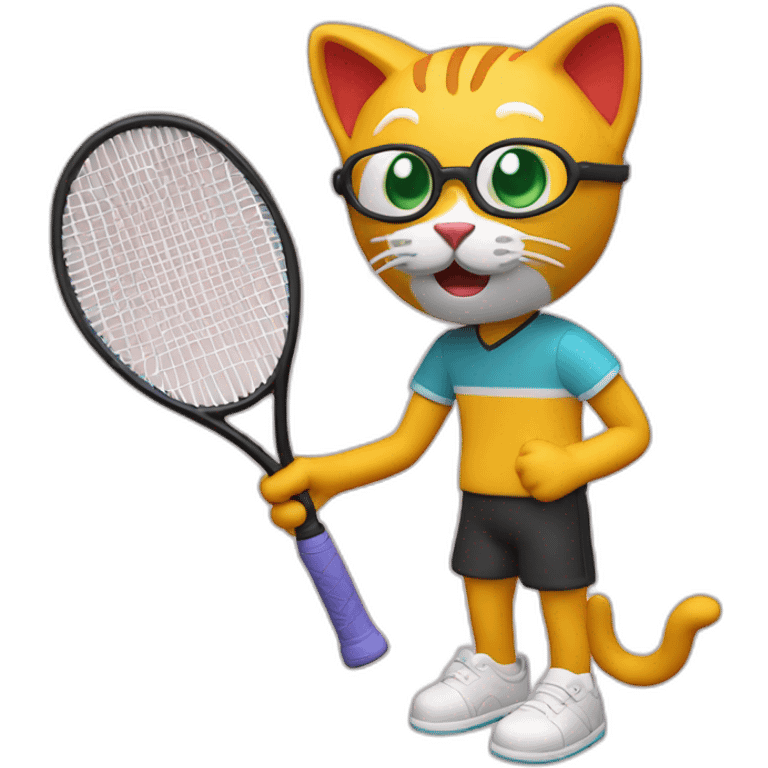 Plasticine cat with a tennis racket in his hand emoji