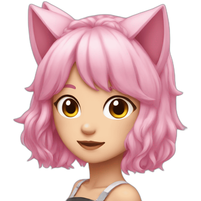 pink haired anime girl with cat ears emoji