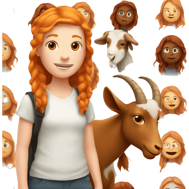 Ginger girl with a goat emoji