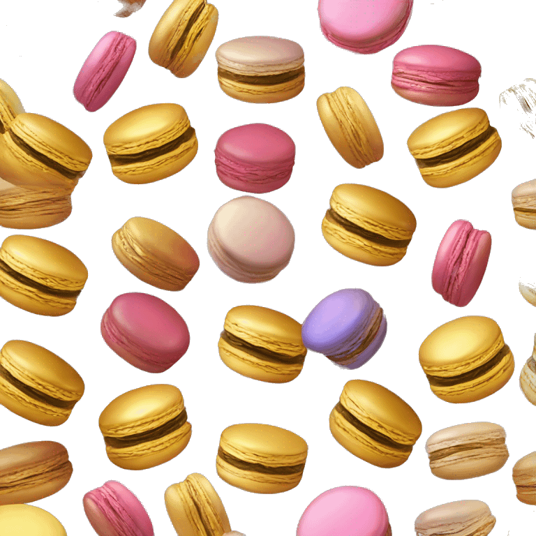 Realistic metallic gold macaroon with gradient colorful filling  emoji