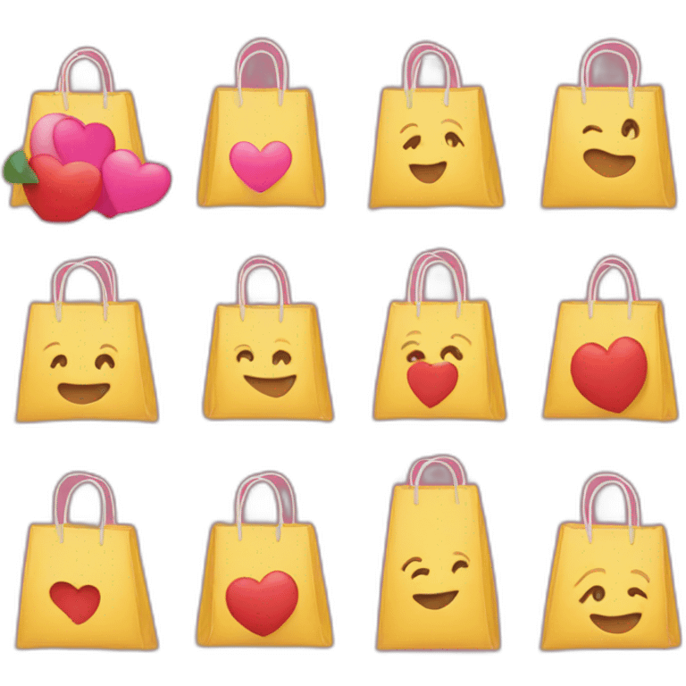 shopping bags with hearts from it emoji