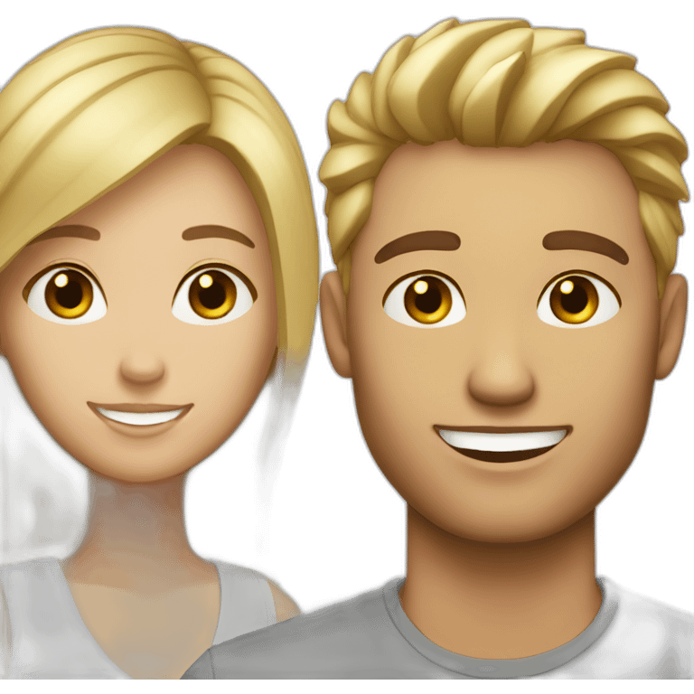 blonde guy and brown haired girlfriend emoji