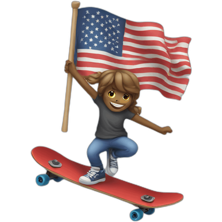 Person holding American flag riding a skateboard emoji