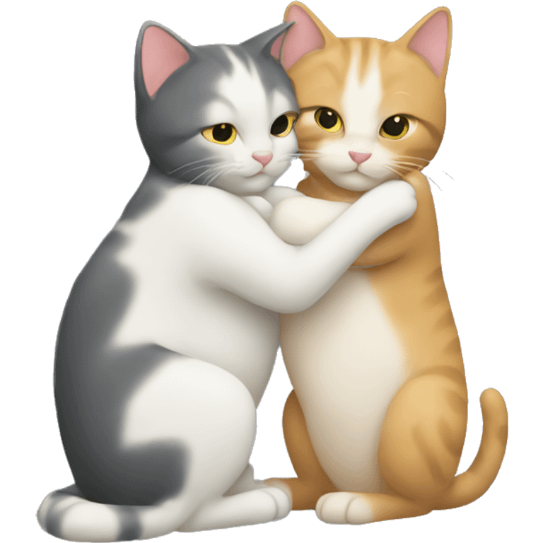 Two cats hugging each other emoji