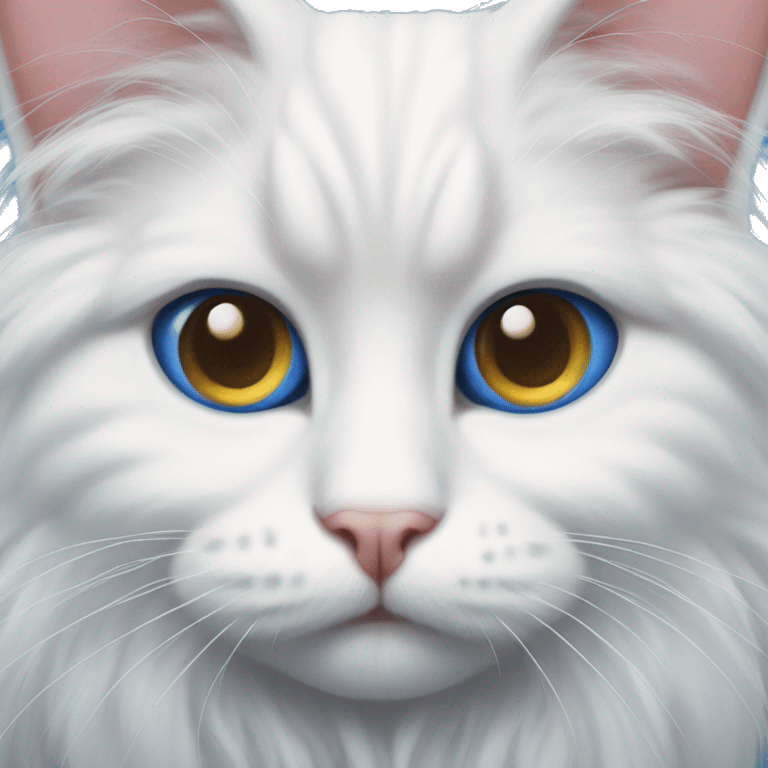 Gato angora con ojos azules blanco  emoji