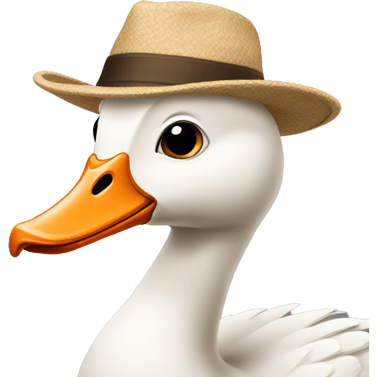 Silly goose wearing hat emoji