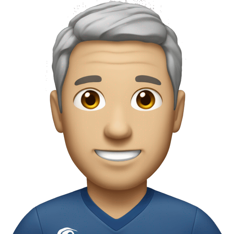 Tech leader with short brown and gray hair, dark eyes, playing pickleball emoji