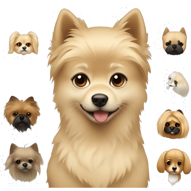 blond girl with brown eyes with pomeranian with black face and white nose  emoji