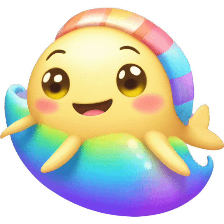 Kawaii derpy fat rainbow sea creature being super cute   emoji