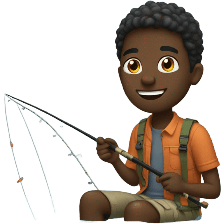 Black boy fishing  emoji