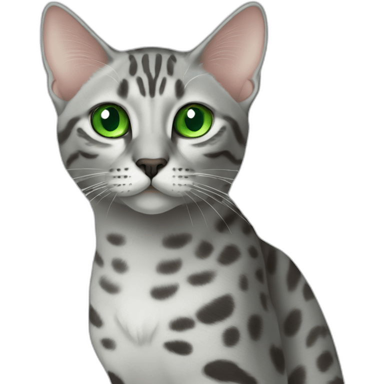 Egyptian Mau cat with green eyes emoji