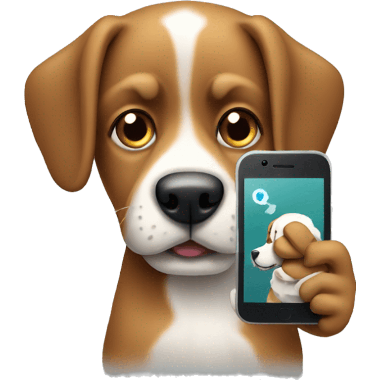 Dog holpding phone emoji