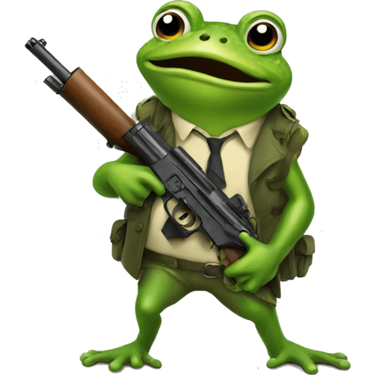 a frog with a gun emoji