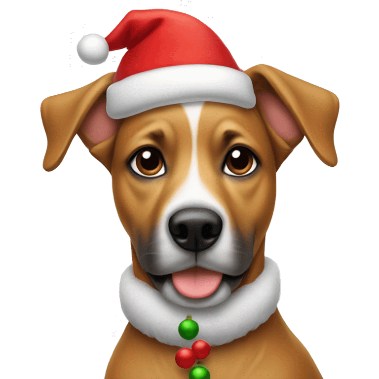 Dog wearing a Christmas hat emoji