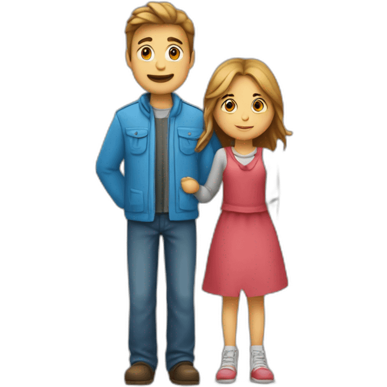 Un garcon et une fille avec un coeur au milieu emoji