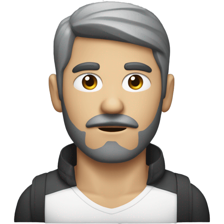 dark hair dark eye man with short mustache holding game controller emoji