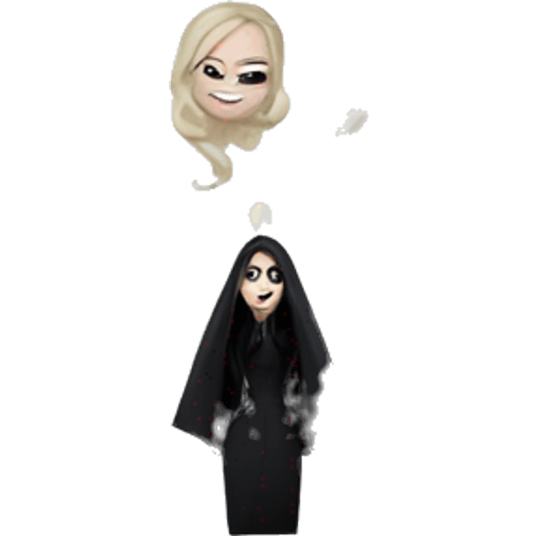 Teen Morticia Addams at a rainy funeral holding umbrella. funeral veil gloves purse. Palm Beach Honey Barbie  emoji