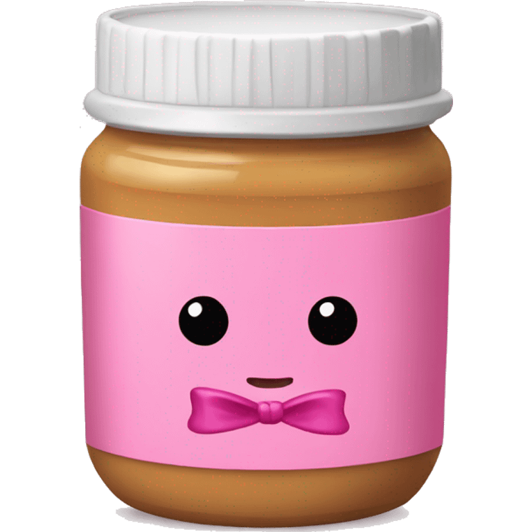 Peanut butter jar with pink bow on it emoji