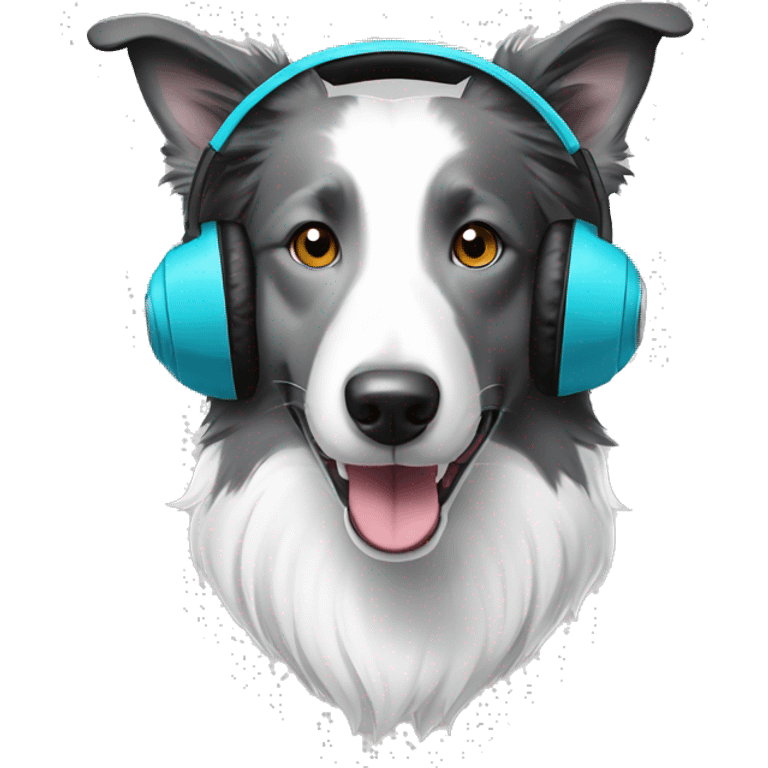 gray and white border collie wearing headphones sire profile emoji