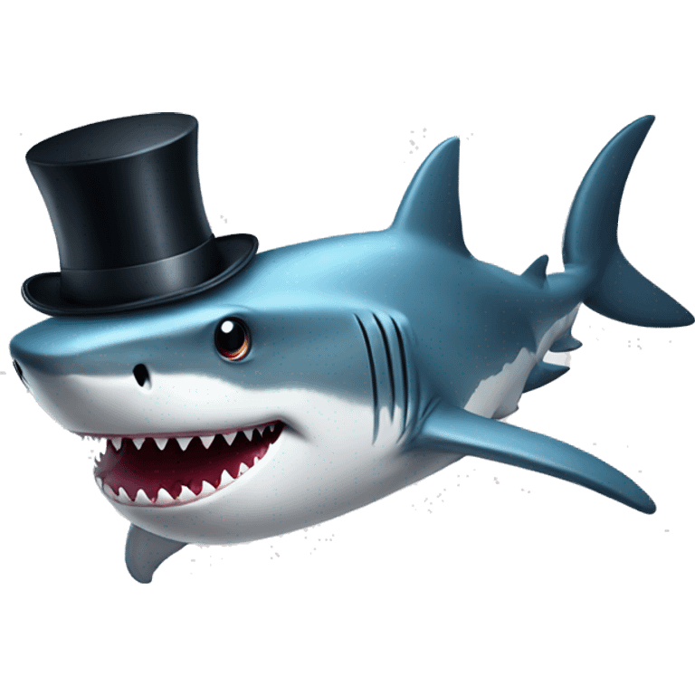 Shark with a top hat emoji