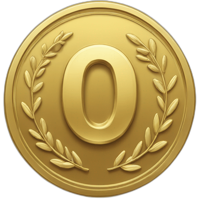 gold coin with large "0" label in center and laurel emoji