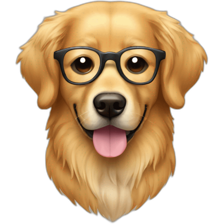 Perro golden retriever con lentes emoji