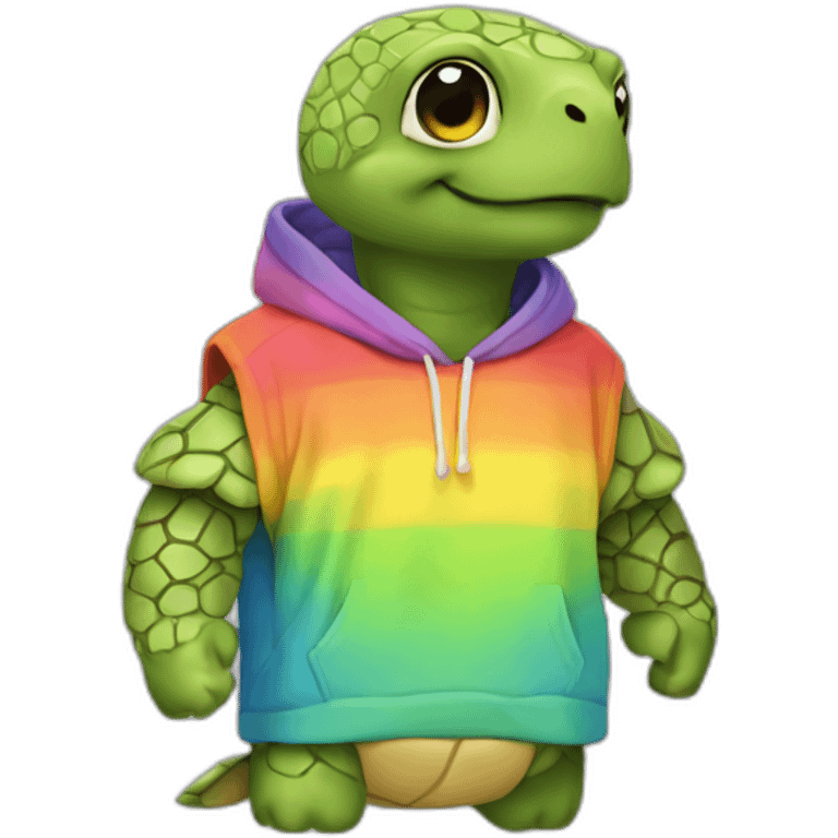 turtle in a rainbow hoodie groovy emoji