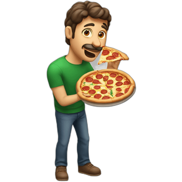 Italian man eating pizza and using fingers emoji