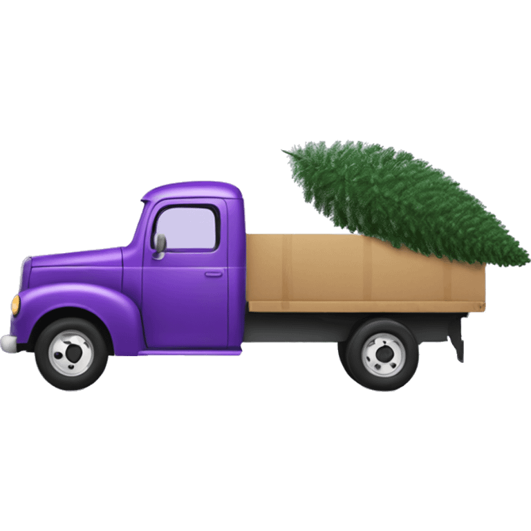 Purple truck hauling Christmas tree emoji