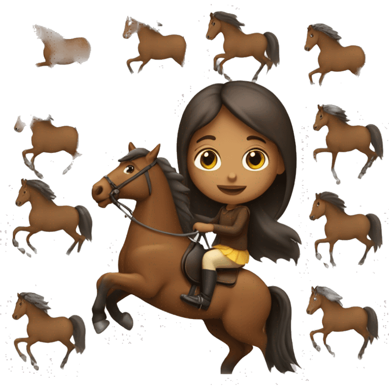 Girl riding a brown horse emoji