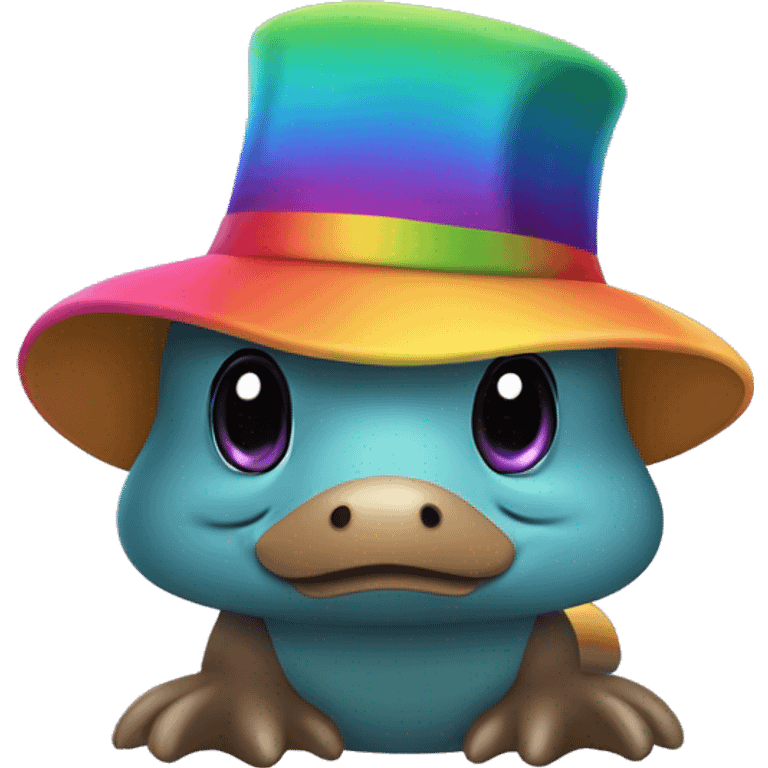 cute rainbow Platypus with hat  emoji