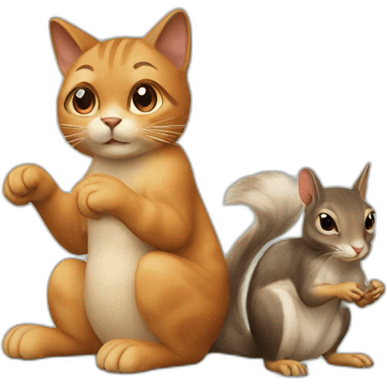 a cat holds a squirrel in its paws emoji