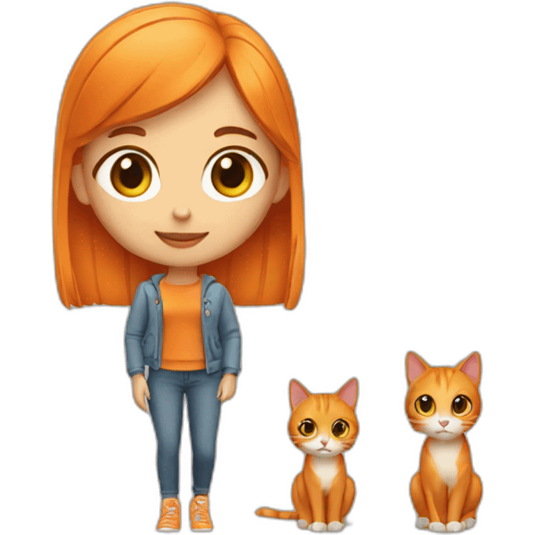 girl with cat orange emoji