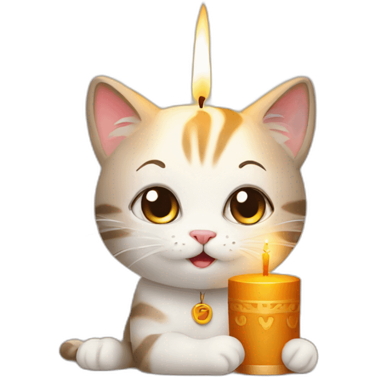 cat with candle emoji