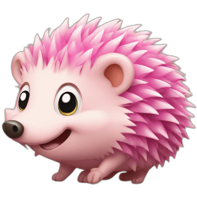 happy pink hedgehog emoji